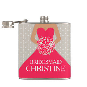 Bridemaid red dress named hip flask