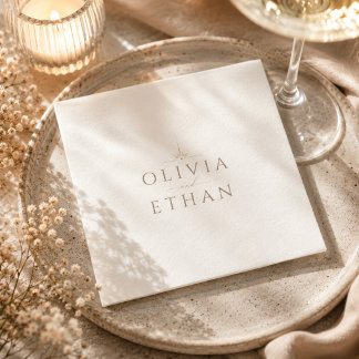 Bride's and Groom's Names Modern Wedding Party Napkin