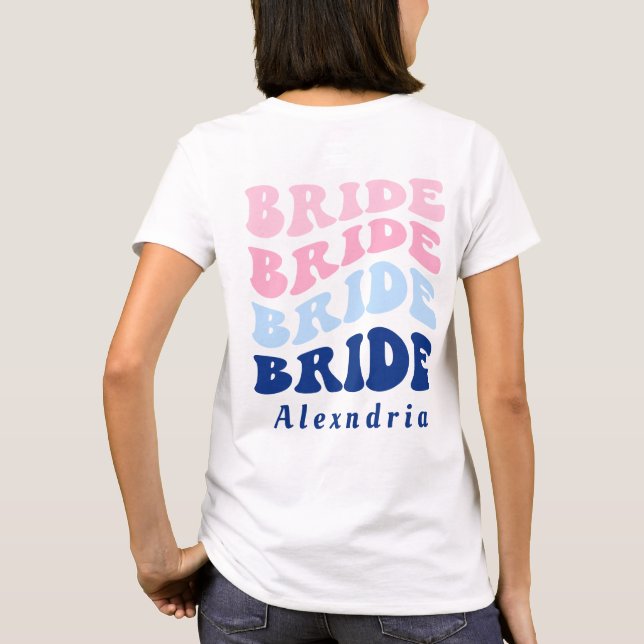 Bride's Bachelorette Party Beach Back Design T-Shirt (Back)