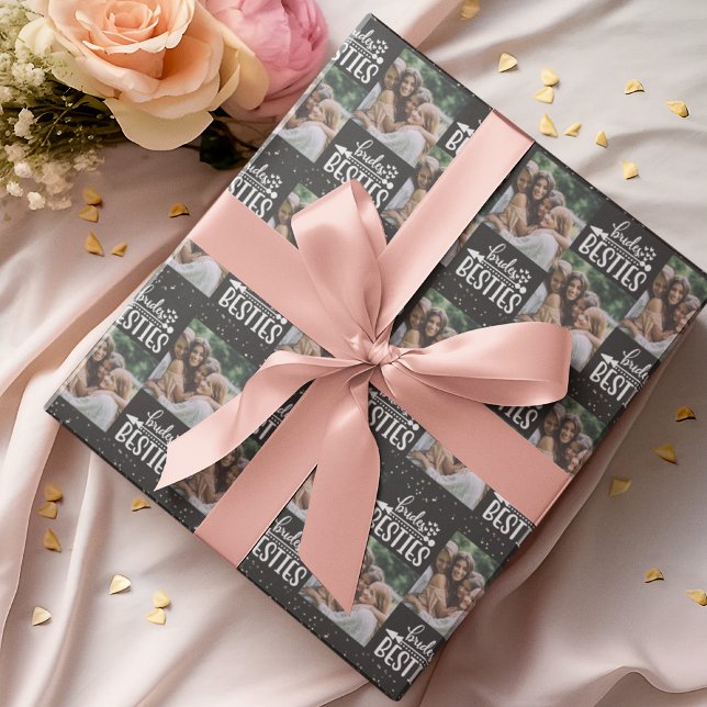 Brides Besties Modern Photo Wedding Bridesmaid Wrapping Paper (Creator Uploaded)