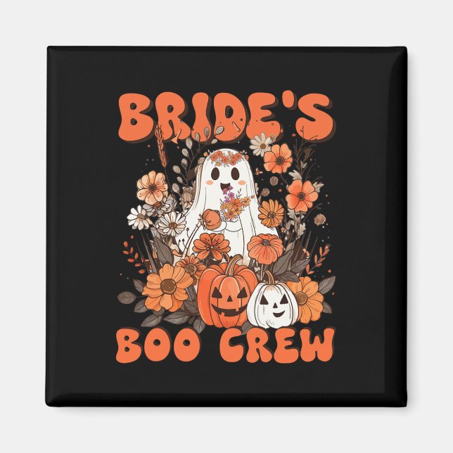 Bride's Boo Crew Floral Ghost Chelorette Wedding H Magnet (Front)