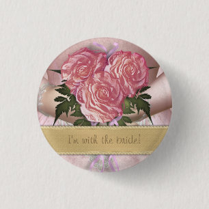 Brides Bouquet (pink) Custom Wedding 3 Cm Round Badge