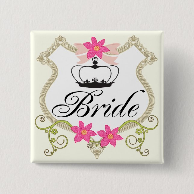 Brides Bows, Flowers  and Tiaras Wedding Badges (Front)
