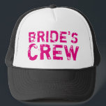 BRIDES CREW vintage bachelorette party trucker hat<br><div class="desc">BRIDES CREW vintage bachelorette party trucker hats. Cute faded text black caps with custom text for team bride and bride's entourage. Fun gag accessory for wedding group, marriage, girls night out, girls weekend trip etc. Make your own props for bride to be, bridesmaids, maid of honour, groomsmen, security etc. Neon...</div>