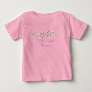 Bride's Cutest Relative Watercolor Cherry Blossom Baby T-Shirt