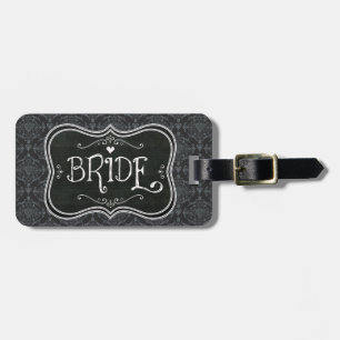 Bride's Damask Blackboard Luggage Tag