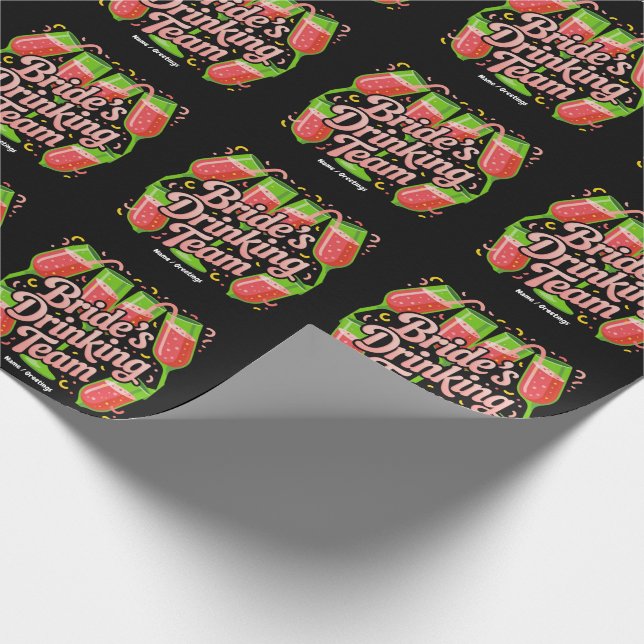 Bride's Drinking Team Bachelorette Party Design Wrapping Paper (Corner)