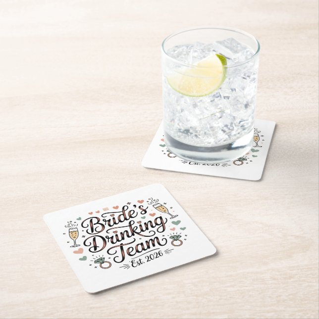 Brides Drinking Team  Square Paper Coaster (Insitu)