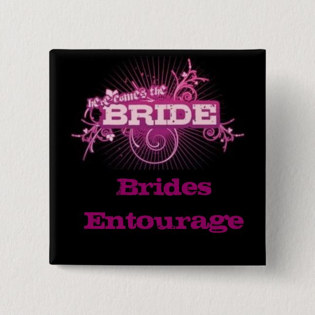 Brides Entourage Square Pin (BLACK & PINK) (Front)