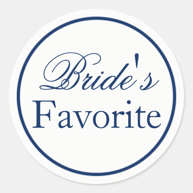 "Bride's Favourite" Wedding Favour Sticker - Navy (Front)