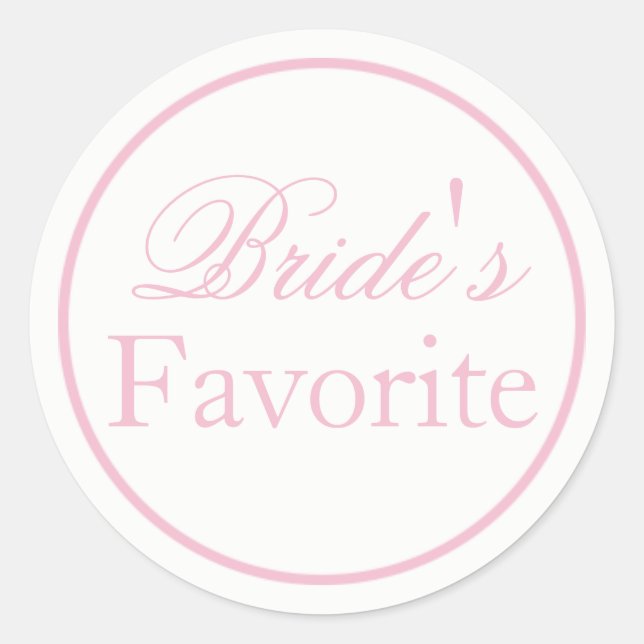 "Bride's Favourite" Wedding Sticker Blush Pink (Front)