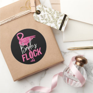 Bride's Flock, Flamingo Bridesmaid Bridal Party Classic Round Sticker