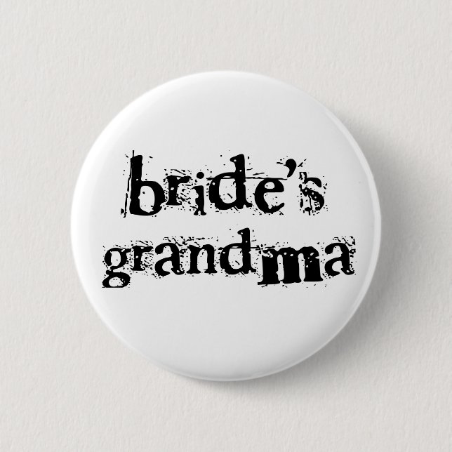 Bride's Grandma Black Text 6 Cm Round Badge (Front)
