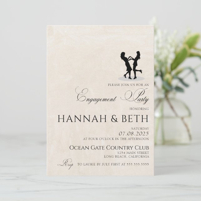 Brides Happy Engagement Party Invitation (Standing Front)