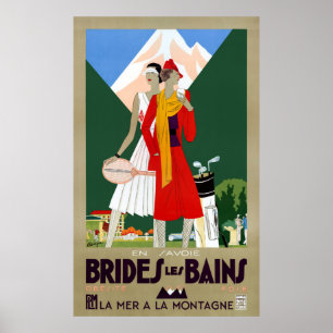 Brides Les Bains France Vintage Travel Poster