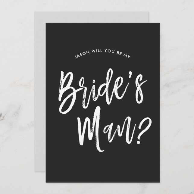 Bride's Man Request | Black Script Customisable Invitation (Front/Back)