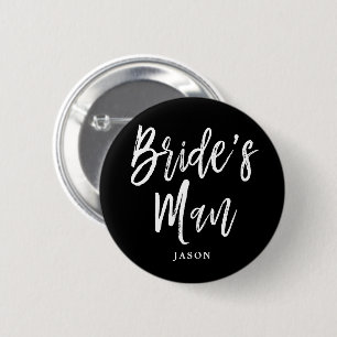 Bride's Man Script Customisable 6 Cm Round Badge