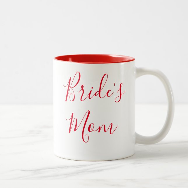 Bride's Mum Elegant Script Calligraphy Wedding Two-Tone Coffee Mug (Right)
