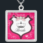 Bride's Necklace<br><div class="desc">Wedding Keepsake Wedding Party Necklaces - to change background colour - click customise - click edit - choose last tool in drop down menu and choose from one of the colours shown or enter your rgb hex code for your custom wedding colour- to change font colour select the text you...</div>
