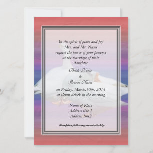 bride's parents invitation, two white geese invitation