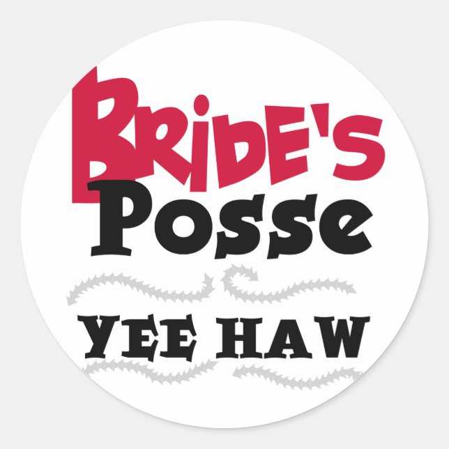 Bride's Posse Bachelorette Party Tshirts Classic Round Sticker (Front)