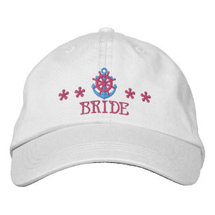 Brides sailing boat anchor motif embroidered hat