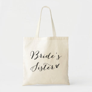 Bride's Sister Black Modern Calligraphy Tote Bag