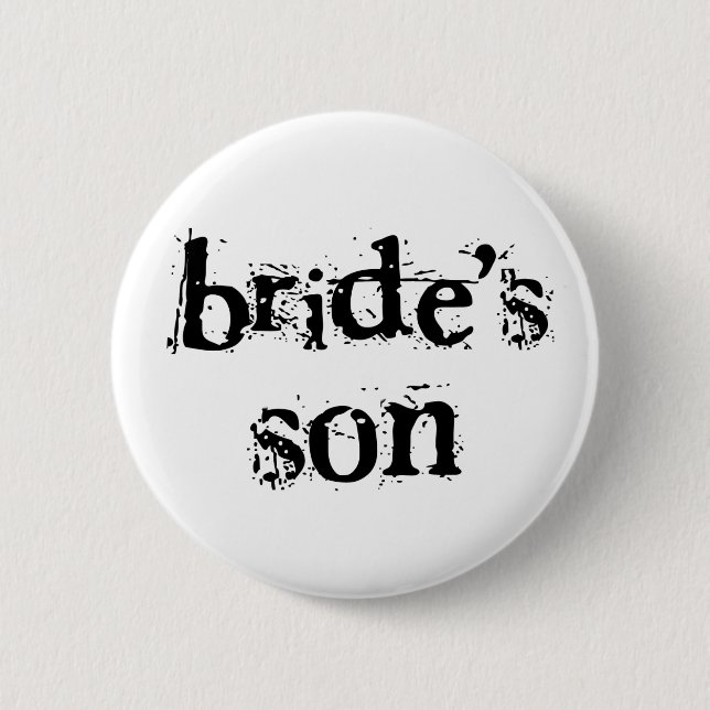 Bride's Son Black Text 6 Cm Round Badge (Front)