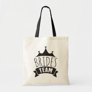 Brides Team Black Wedding Typography- Bridesmaid Tote Bag