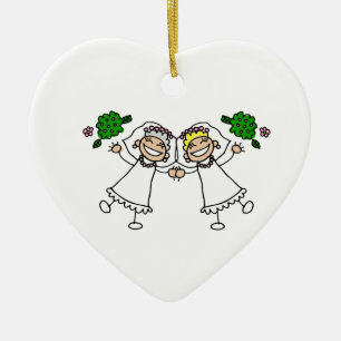 Brides Tossing Bouquests Ceramic Tree Decoration
