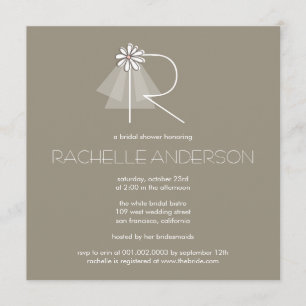 Bride's Veil Daisy Flower Monogram Bridal Shower Invitation