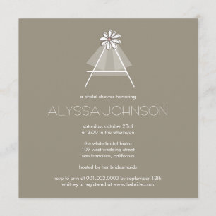 Bride's Veil Daisy Flower Monogram Bridal Shower Invitation