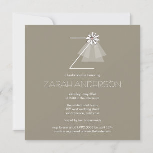 Bride's Veil Daisy Flower Monogram Bridal Shower Invitation