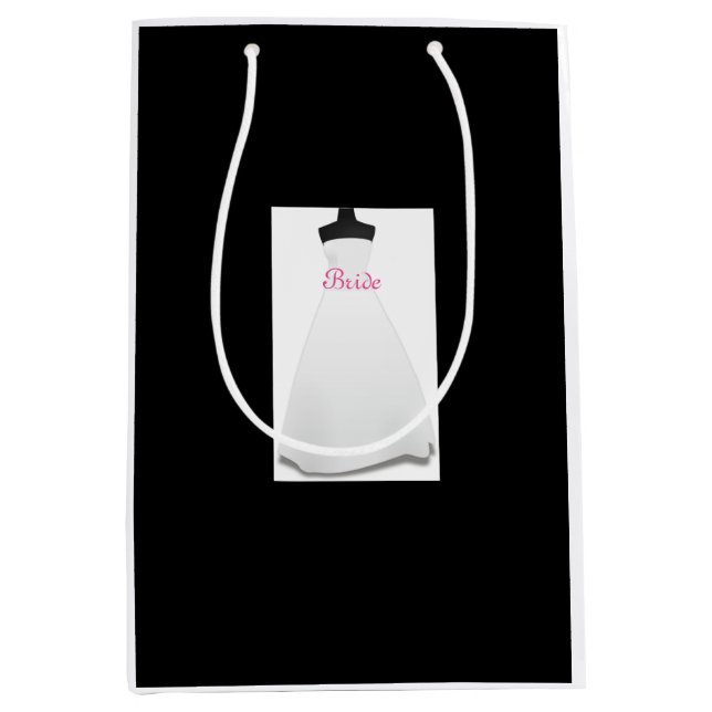 Brides White Wedding Dress Bride Black Gift Bag (Front)