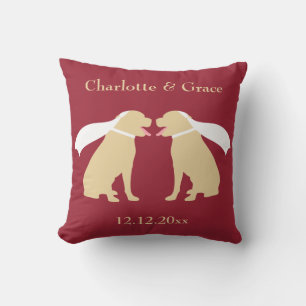 Brides Yellow Labradors Personalised Gay Wedding Cushion