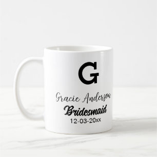 Bridesmaid add name monogram simple minimal modern coffee mug