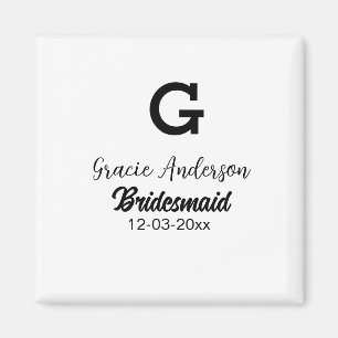 Bridesmaid add name monogram simple minimal modern magnet