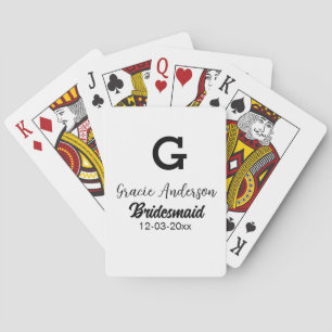 Bridesmaid add name monogram simple minimal modern playing cards