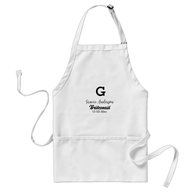 Bridesmaid add name monogram simple minimal modern standard apron (Front)