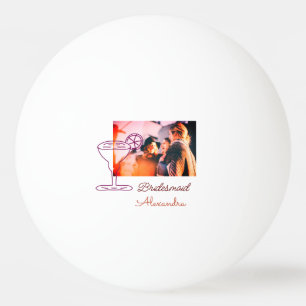 Bridesmaid add picture name cocktail glass coral ping pong ball