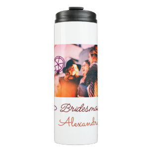 Bridesmaid add picture name cocktail glass coral thermal tumbler