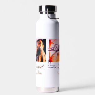 Bridesmaid add picture name cocktail glass coral water bottle