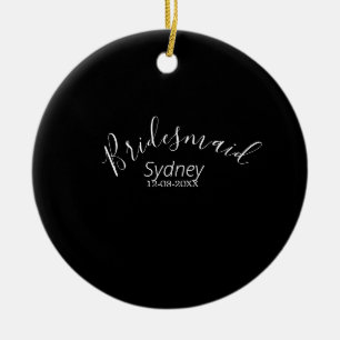 Bridesmaid bachelorette party add name modern ceramic ornament