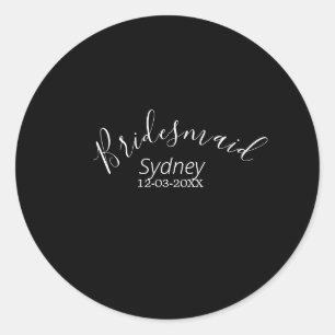 Bridesmaid bachelorette party add name modern classic round sticker