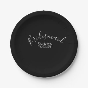 Bridesmaid bachelorette party add name modern paper plate