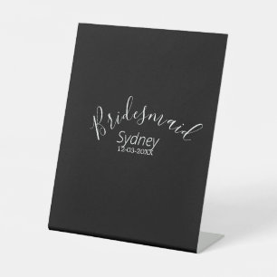 Bridesmaid bachelorette party add name modern pedestal sign