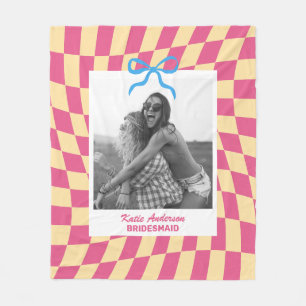 Bridesmaid Bachelorette Party Custom Photo Check Fleece Blanket