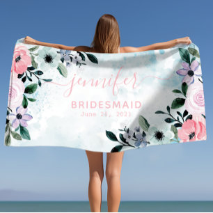 Bridesmaid Bachelorette Party Personalised Name Beach Towel