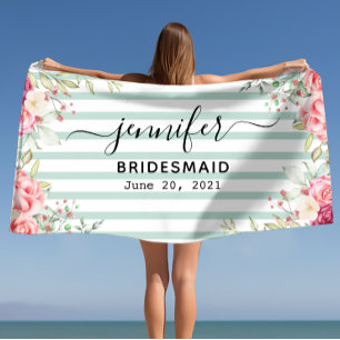Bridesmaid Bachelorette Personalised Name  Beach Towel