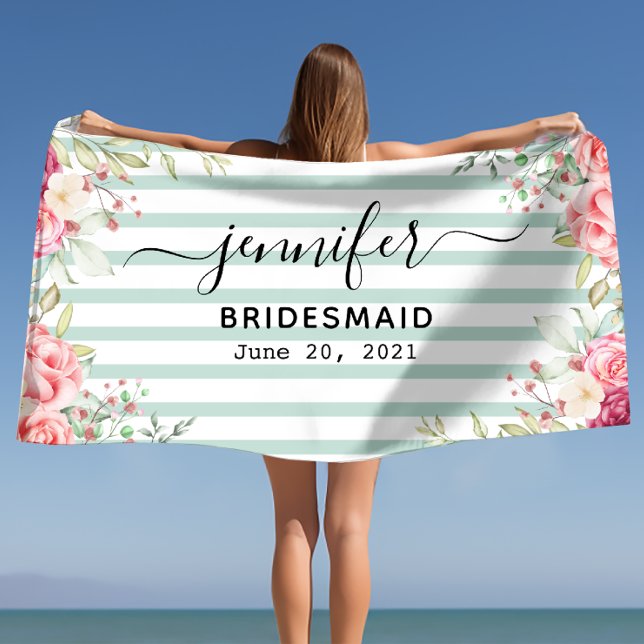 Bridesmaid Bachelorette Personalised Name  Beach Towel (Bridesmaid Bachelorette Personalized Name Beach Towel)
